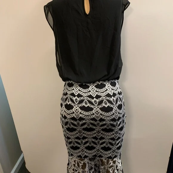 Women junior silver black high- low Bodycon mermaid maxi dress size (M) - Picture 5 of 11